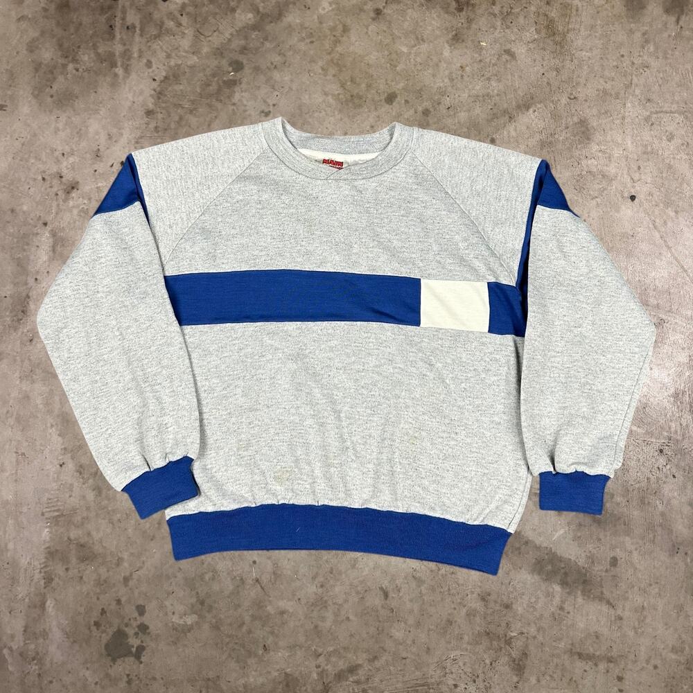 Vintage Main Event Colorblock Raglan Sweatshirt Retro Gray Blue Womens Size M